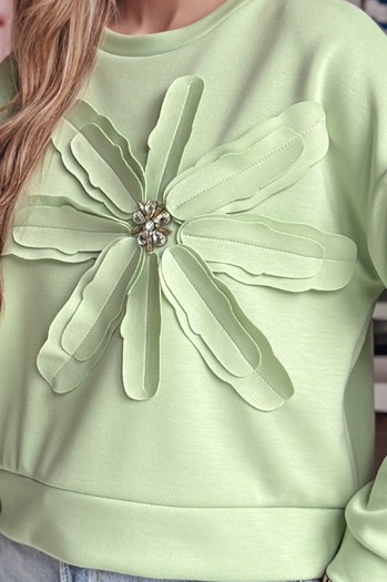 Damen Sweatshirt in Übergröße mit Blume PETITKA mint Dstreet BY1389