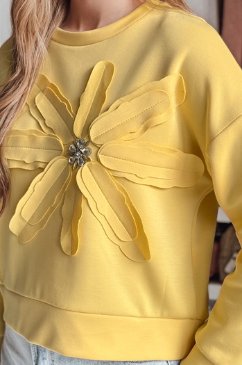 Damen Sweatshirt in Übergröße mit PETITKA Blume gelb Dstreet BY1390