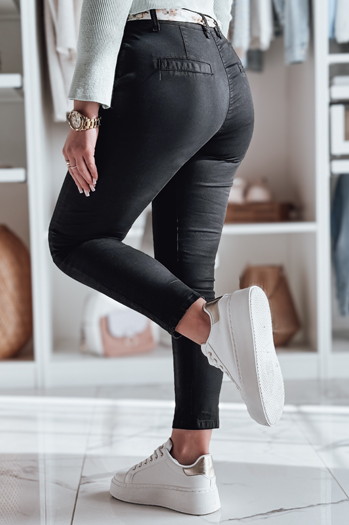 Damen Stoff Chinos mit Gürtel ROSSALI schwarz Dstreet UY2295