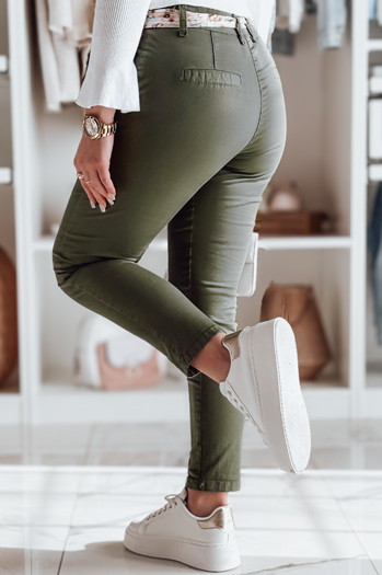 Damen Stoff Chinos mit Gürtel ROSSALI oliv Dstreet UY2596