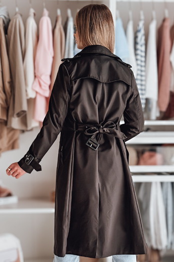 Langer Damenmantel mit Gürtel SLIMFOTA schwarz Dstreet NY0747