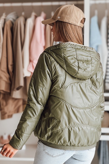 Damen Übergangs-Steppjacke mit Kapuze NIVESSO grün Dstreet TY4857