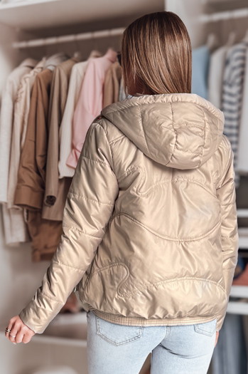 Damen Übergangs-Steppjacke mit Kapuze NIVESSO beige Dstreet TY4858