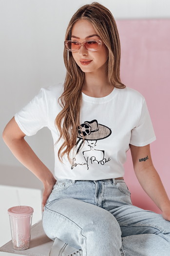 Bedrucktes Damen-T-Shirt WOMANPOW weiß Dstreet RY2804
