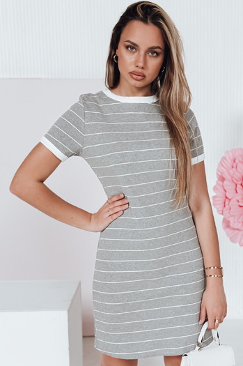 Gestreiftes Damen-Minikleid FITLINES grau Dstreet EY2580