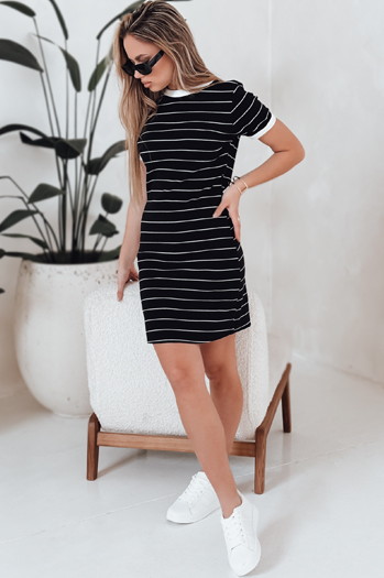 Gestreiftes Minikleid für Frauen FITLINES schwarz Dstreet EY2584
