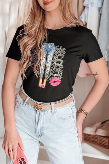 Bedrucktes Damen-T-Shirt TRENDAY schwarz Dstreet RY2824