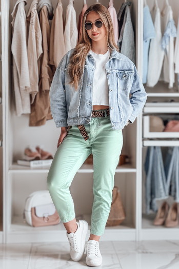 Damen Freizeithose mit Gürtel MADELINA mint Dstreet UY2624