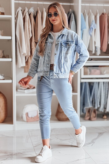 Damen Freizeithose mit Gürtel MADELINA blau Dstreet UY2626