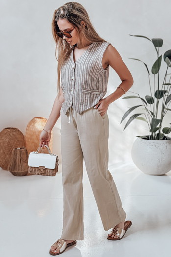 Damen Freizeithose mit weitem Bein BOHO DAY khaki Dstreet UY2648