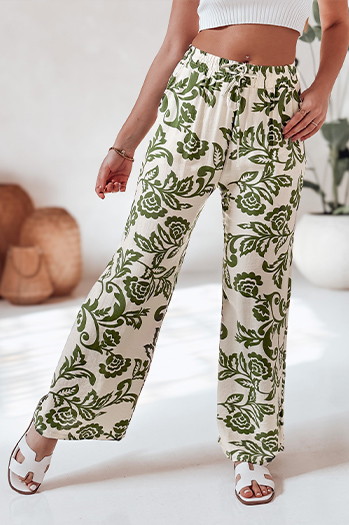 Damen florale Hose mit weitem Bein LOVEGARDEN grün Dstreet UY2656