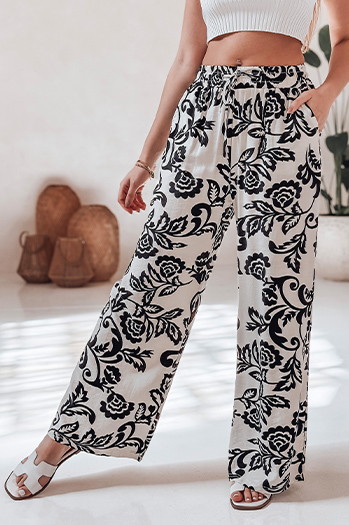 Damen florale Hose mit weitem Bein LOVEGARDEN schwarz Dstreet UY2658