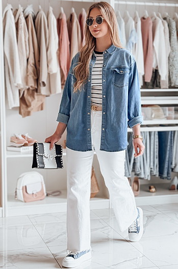 Damen Oversize Denim Hemd DENIMOVA blau Dstreet DY0467