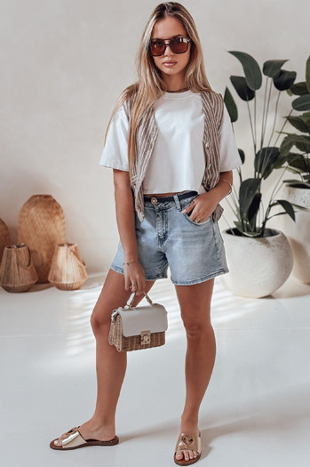 Damen Denim-Shorts mit Gürtel HELLO JEAN blau Dstreet SY0481