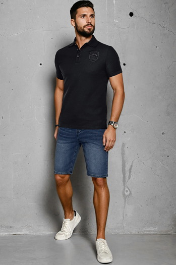 Herren Poloshirt mit Patch schwarz Dstreet PX0624