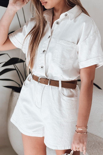 DINOZIA weiß Denim kurzen Overall Dstreet EY2589