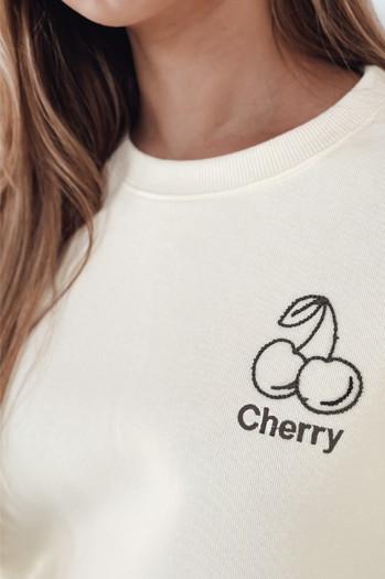 Damen Sweatshirt in Übergröße mit Stickerei CHERSOFT ecru Dstreet BY1400