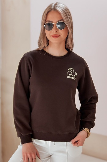 Damen Sweatshirt in Übergröße mit Stickerei CHERSOFT braun Dstreet BY1401