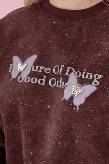 Damen Sweatshirt in Übergröße mit Schmetterling SPARKI burgund Dstreet BY1405
