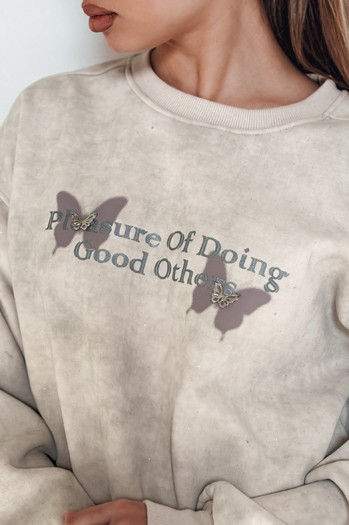 Damen Sweatshirt in Übergröße mit Batikmuster SPARKI grau Dstreet BY1406