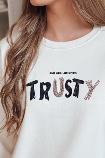 Damen Sweatshirt in Übergröße mit Stickerei SOFTRUS ecru Dstreet BY1411