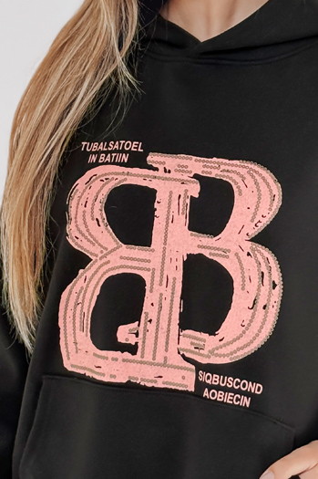 Damen-Kapuzenpullover in Übergröße LITESSO schwarz Dstreet BY1413