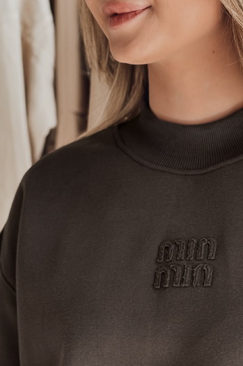 Damen Sweatshirt in Übergröße mit LOVASON Aufnäher mokka Dstreet BY1417