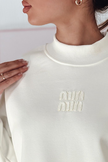 Damen Sweatshirt in Übergröße mit LOVASON Aufnäher ecru Dstreet BY1421