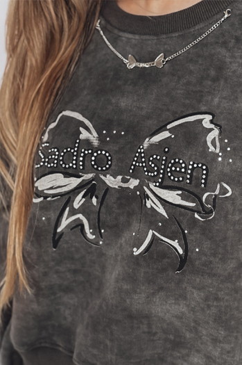 Kurzes Oversize-Sweatshirt für Damen mit Batikmotiv DENVIS graphite Dstreet BY1422