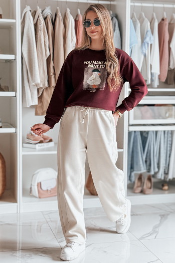 Bedrucktes Damen-Sweatshirt in Übergröße GOOSHY burgundy Dstreet BY1426