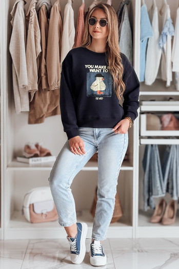 Damen Oversize bedrucktes Sweatshirt GOOSHY navy blau Dstreet BY1428