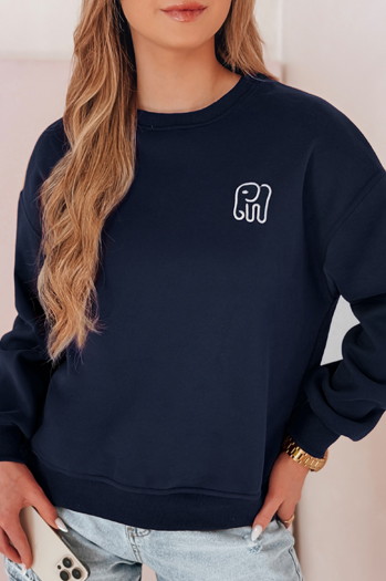 Damen Sweatshirt in Übergröße mit Stickerei SOFTSLON navy blau Dstreet BY1431