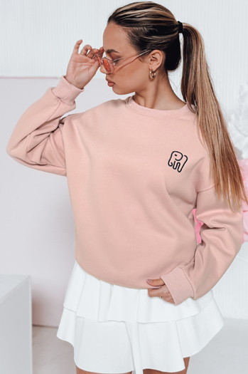 Damen Sweatshirt in Übergröße mit Stickerei SOFTSLON rosa Dstreet BY1432