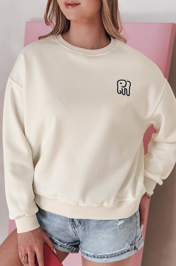 Damen Sweatshirt in Übergröße mit Stickerei SOFTSLON ecru Dstreet BY1433
