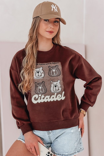 Damen Sweatshirt in Übergröße mit Teddybären MISOBEARS burgunderrot Dstreet BY1434