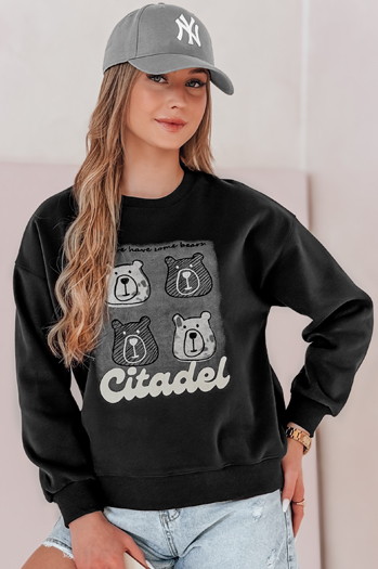 Damen Sweatshirt in Übergröße mit Teddybären MISOBEARS schwarz Dstreet BY1437