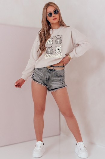 Damen Sweatshirt in Übergröße mit Teddybären MISOBEARS beige Dstreet BY1438