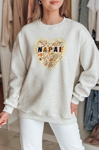 Damen Sweatshirt in Übergröße mit Herz SERDUCHOVA grau Dstreet BY1440