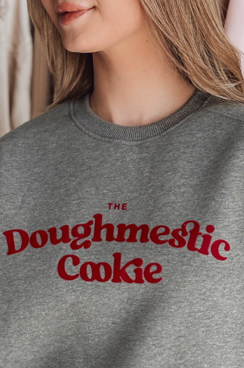Damen Sweatshirt in Übergröße mit COOKIES Druck dunkelgrau Dstreet BY1443