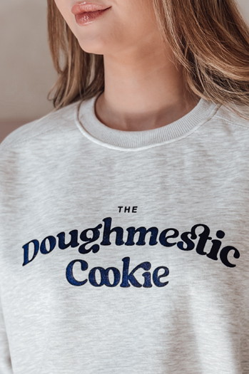 Damen Sweatshirt in Übergröße mit COOKIES Druck hellgrau Dstreet BY1444