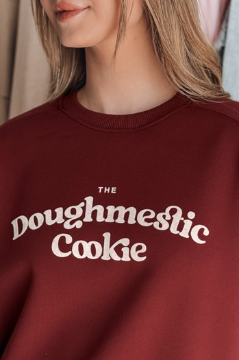 Damen Sweatshirt in Übergröße mit COOKIES Druck kastanienbraun Dstreet BY1445