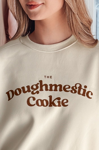 Damen Sweatshirt in Übergröße mit COOKIES Druck hellbeige Dstreet BY1446