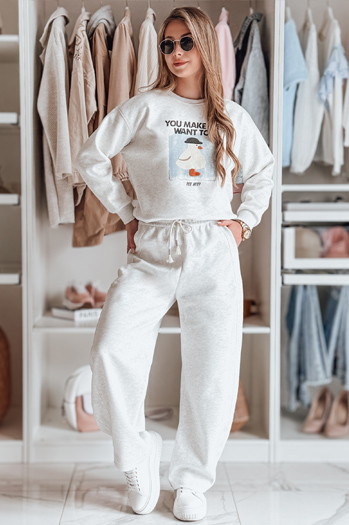 Damen Jogginghose mit weitem Bein DRESMOOD PREMIUM hellgrau Dstreet UY2685