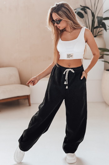 Damen Jogginghose mit weitem Bein DRESMOOD PREMIUM schwarz Dstreet UY2686