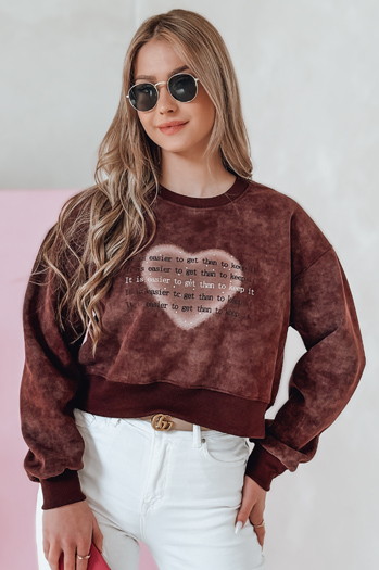 Damen Sweatshirt in Übergröße mit Herz DESSER burgunderrot Dstreet BY1463