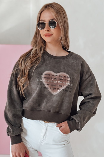 Damen Übergröße Tie-Dye-Sweatshirt mit Herz DESSER graphite Dstreet BY1464