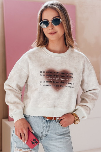 Damen Übergröße Tie-Dye Sweatshirt mit Herz DESSER grau Dstreet BY1466