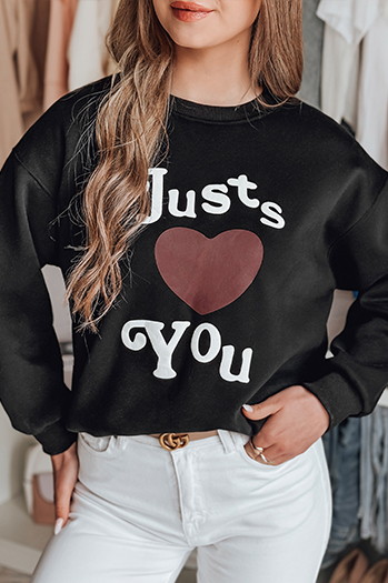 Damen Sweatshirt in Übergröße bedruckt JUST LOVE YOU schwarz Dstreet BY1472