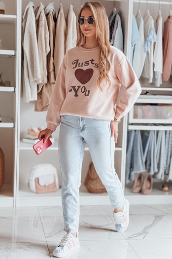 Bedrucktes Damen-Sweatshirt in Übergröße FEELME rosa Dstreet BY1473