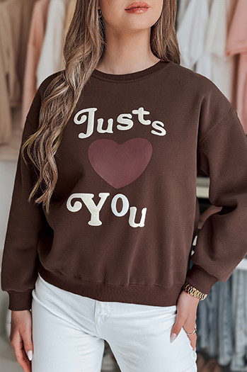 Damen Sweatshirt in Übergröße bedruckt JUST LOVE YOU braun Dstreet BY1477